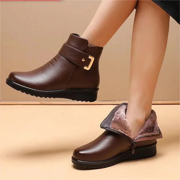 Ankle Boots with Orthopedic Sole and Wool Lining, Lace-Up Closure