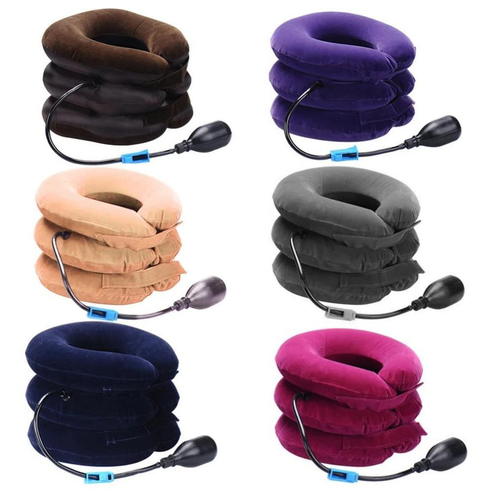 Inflatable Neck Collar with Hand Pump and Adjustable Support for 12-17in Neck