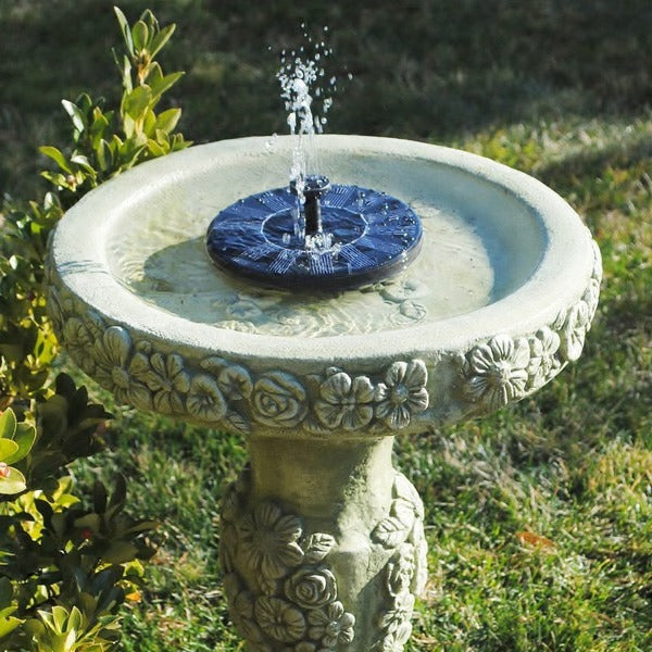 Solar Water Fountain with Four Spray Nozzles and Floating Design for Birdbaths
