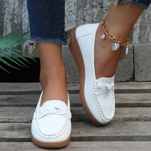 Womens Slip-On Loafers with 3D Arch Support and Wide Toe Box, Breathable Material