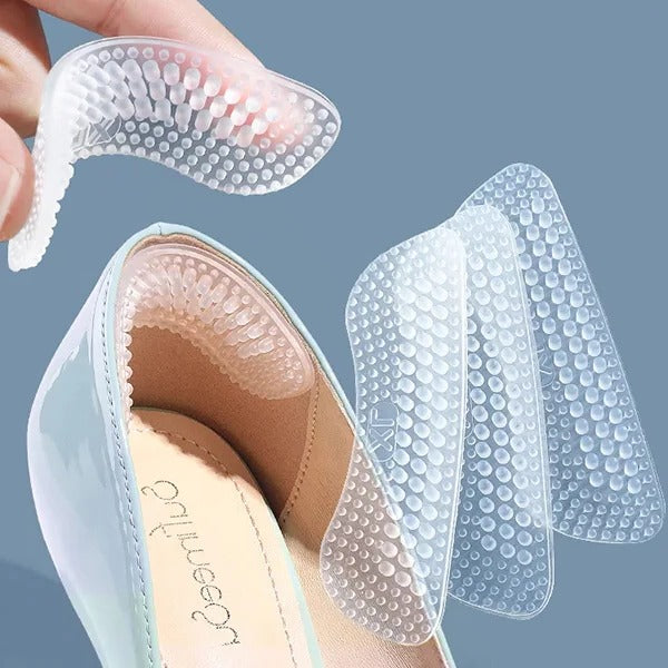 Heel Grip Inserts with Textured Surface and Impact Absorption, Adhesive Backing