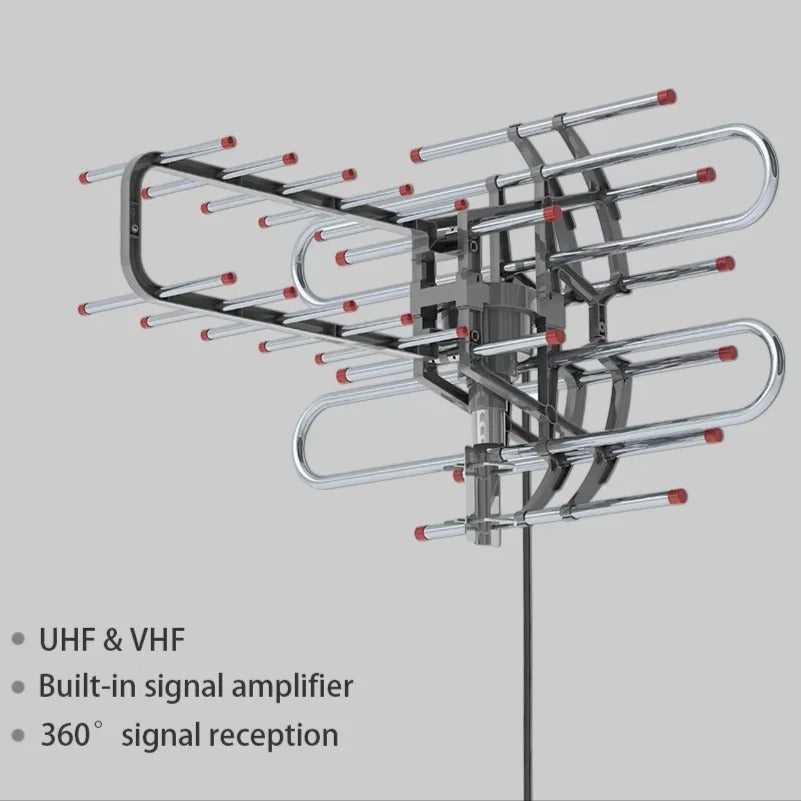 Dual Frequency TV Antenna with 360-Degree Rotation and Dual Outputs