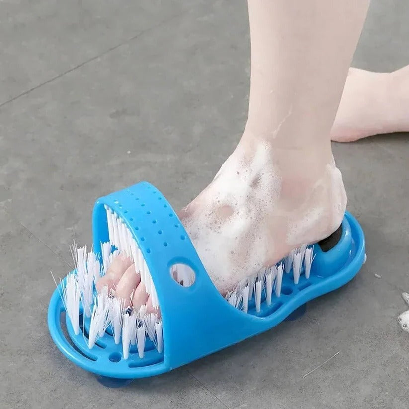Hands Free Foot Scrubber with Non-Slip Base and Contoured Bristles