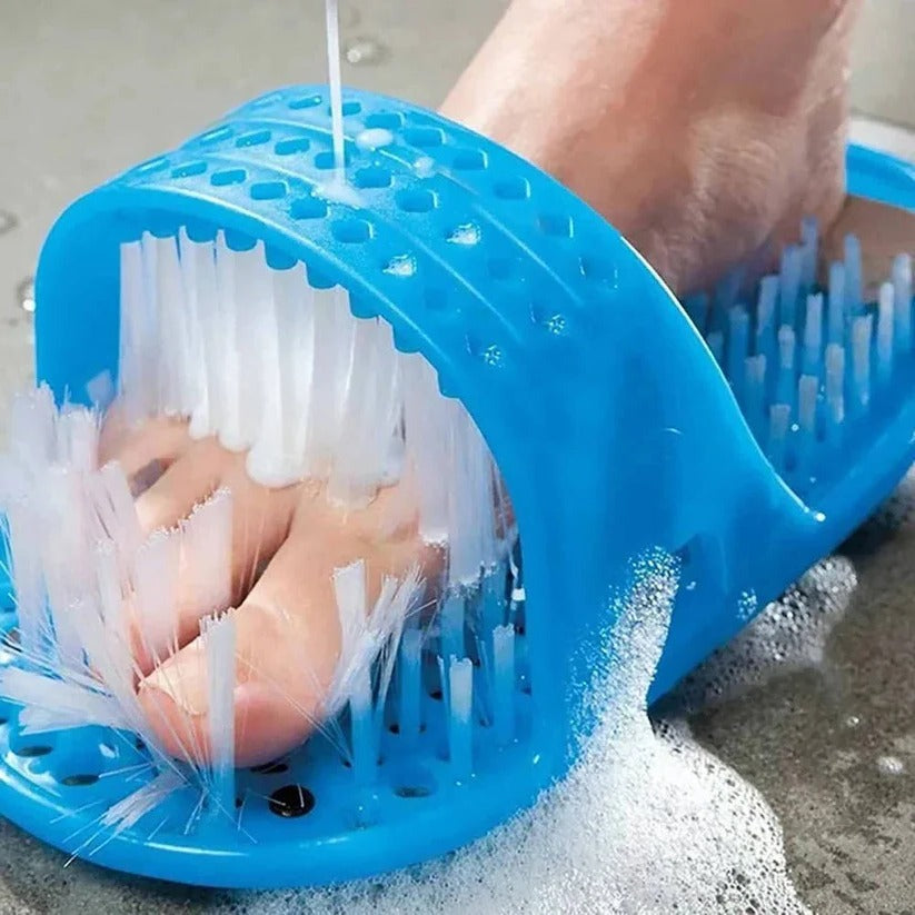 Hands Free Foot Scrubber with Non-Slip Base and Contoured Bristles