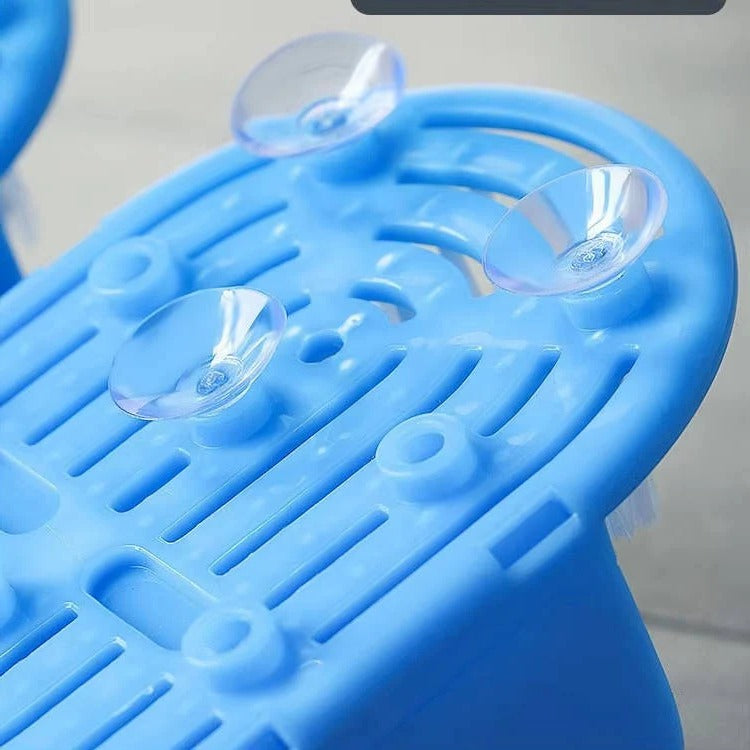 Hands Free Foot Scrubber with Non-Slip Base and Contoured Bristles