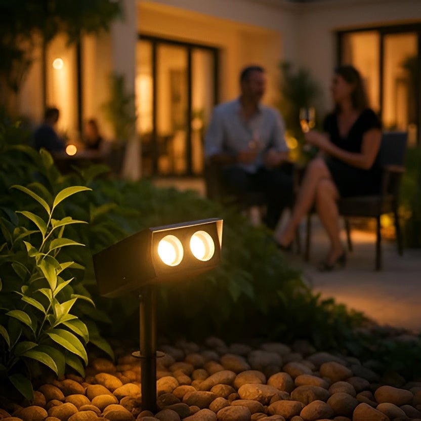 Outdoor Solar Spotlight with Adjustable Zoom Lens and RGB Color Options - Alverraliving