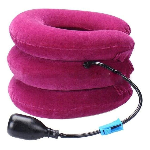Inflatable Neck Collar with Hand Pump and Adjustable Support for 12-17in Neck