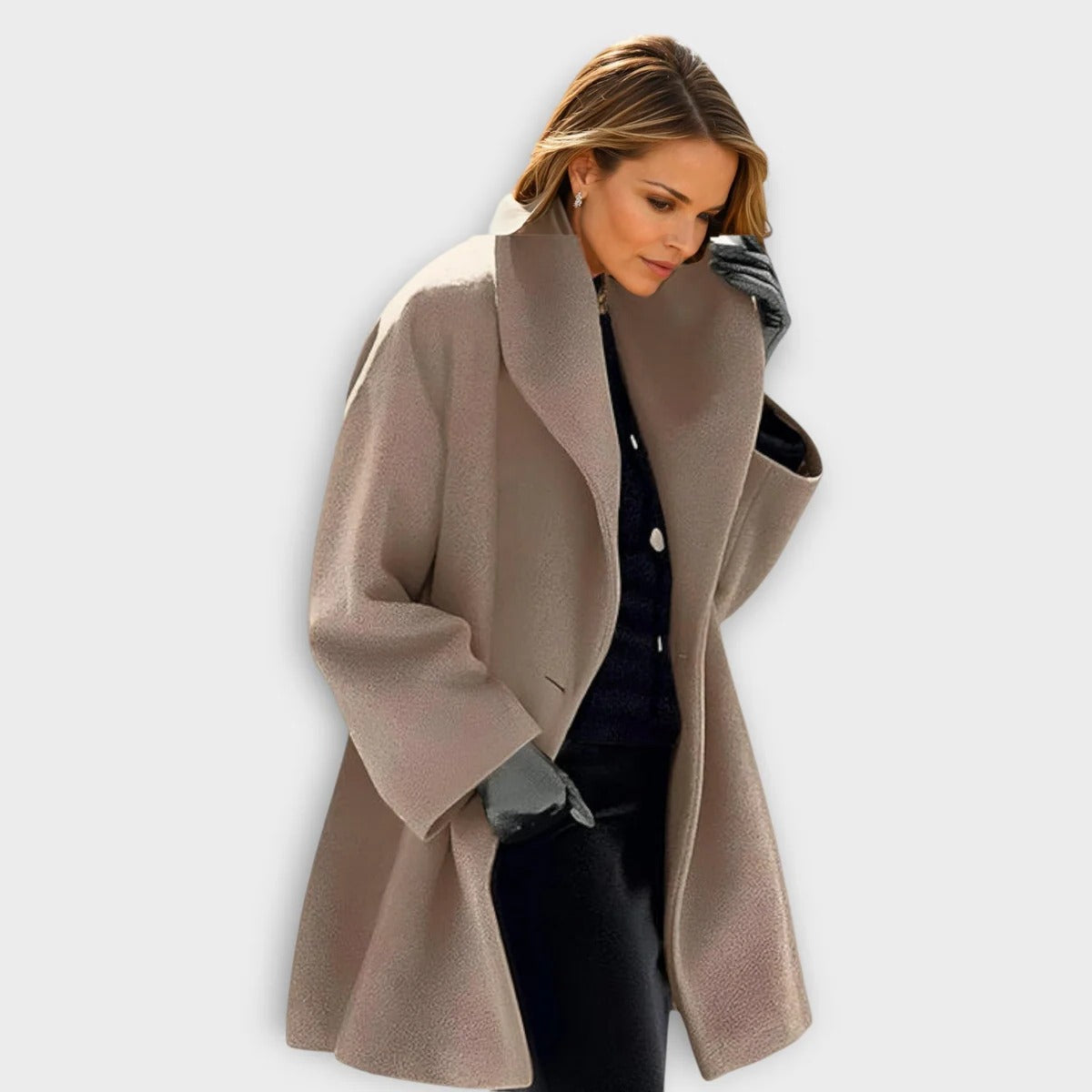 Womens Wool Blend Coat with Wind-Resistant Fabric and Soft Lining
