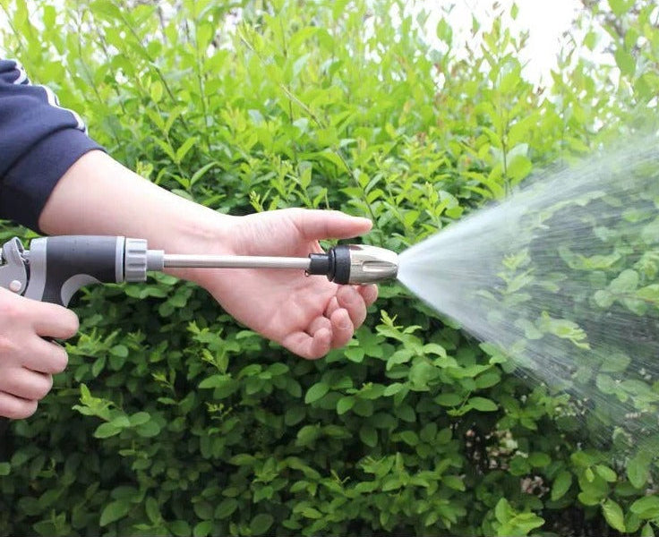 Long Handle Garden Hose Nozzle with Three Spray Patterns and Flow Lock
