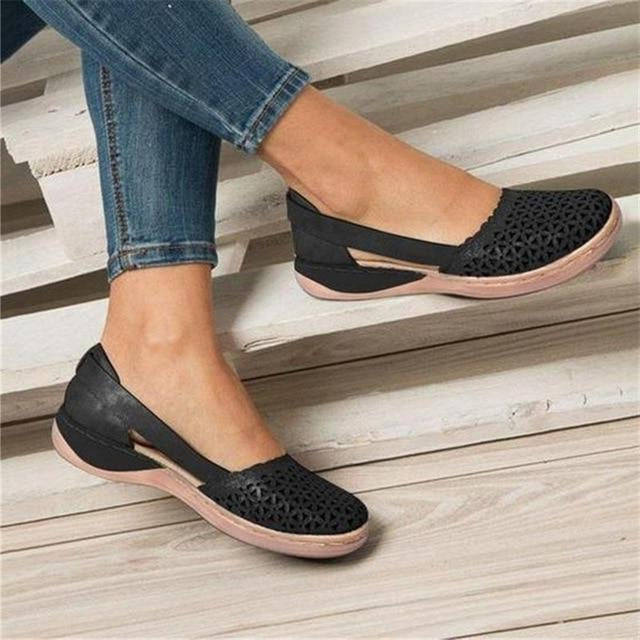 Wide Toe Box Ballet Flats with Hidden Heel and Non-Slip Sole