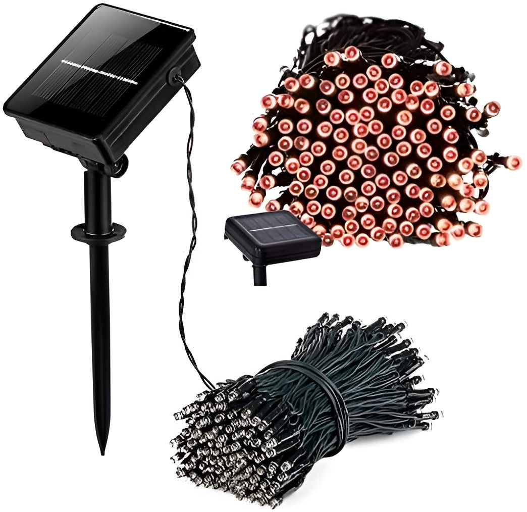 Solar LED Fairy Light String with 100 Bulbs and Automatic Dusk Activation, 17 Meters