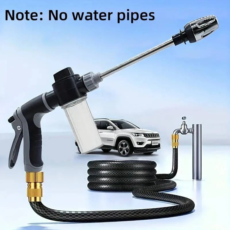 Long Handle Garden Hose Nozzle with Three Spray Patterns and Flow Lock