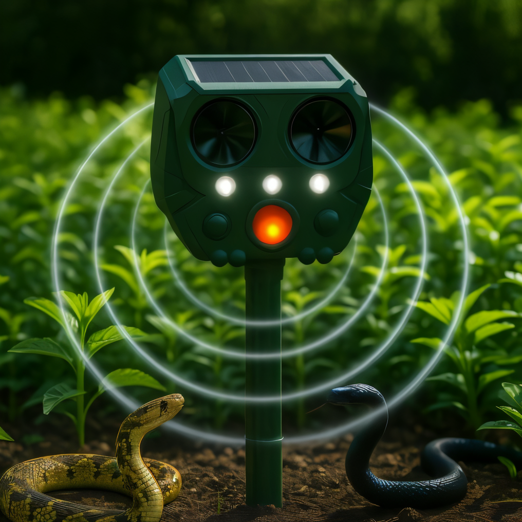 Motion Activated Snake Repeller with Solar Panel and Ultrasonic Sound, 30ft Range