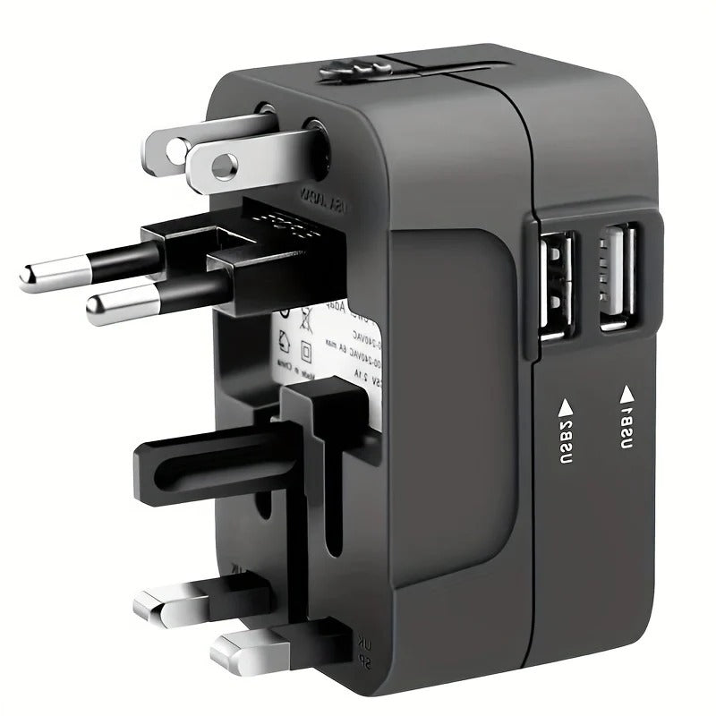 Travel Adapter with Dual USB Ports and Dual Voltage for International Use