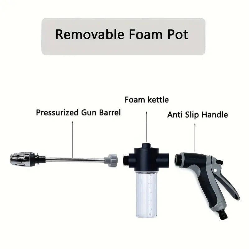 Long Handle Garden Hose Nozzle with Three Spray Patterns and Flow Lock