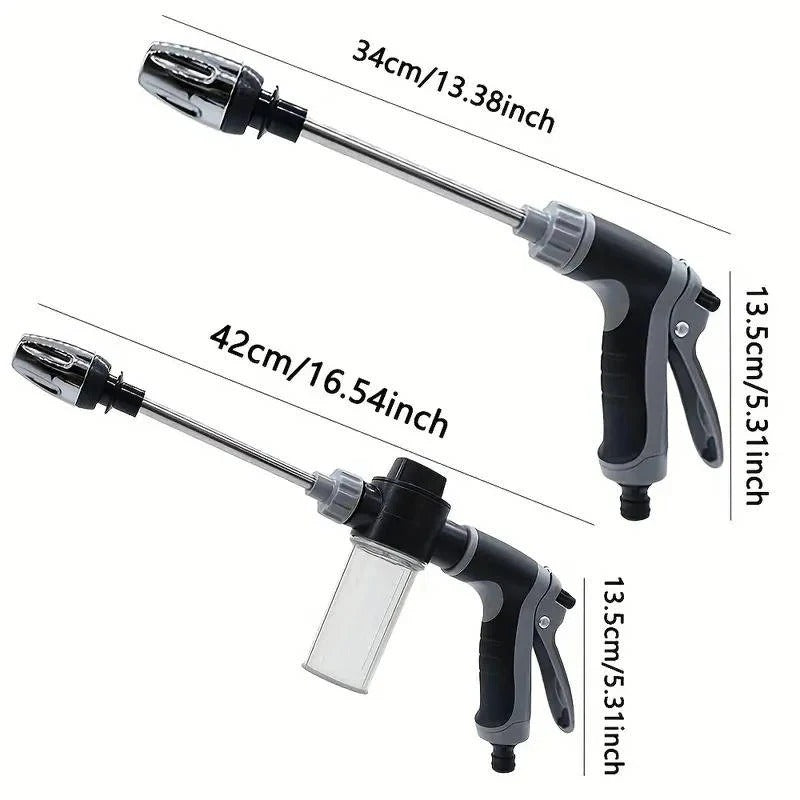 Long Handle Garden Hose Nozzle with Three Spray Patterns and Flow Lock