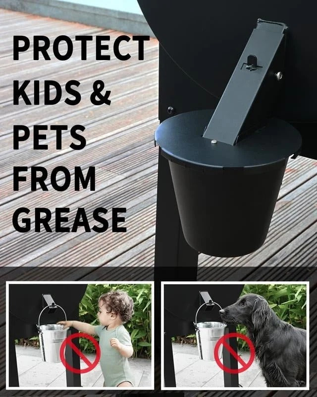 Grease Collector with Fitted Lid and Reusable Liner for Pellet Grills