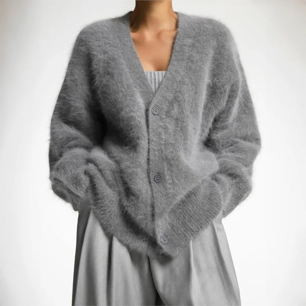 Women's Knit Sweater with Round Neckline and Natural Fiber, Shape Retention