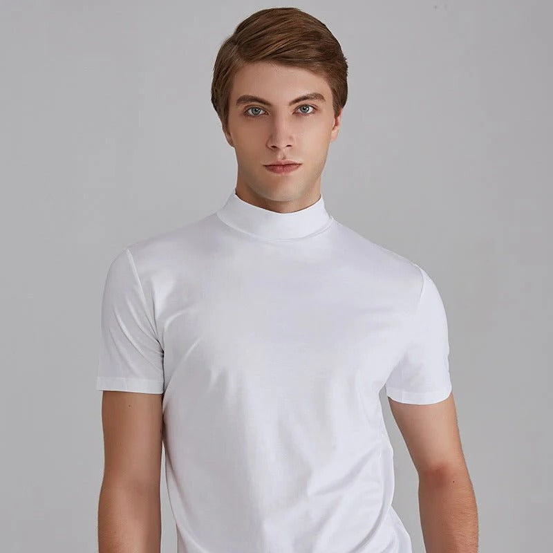 Mens Turtleneck Shirt with Cotton Blend Fabric and Full Length Sleeves, 5 Colors