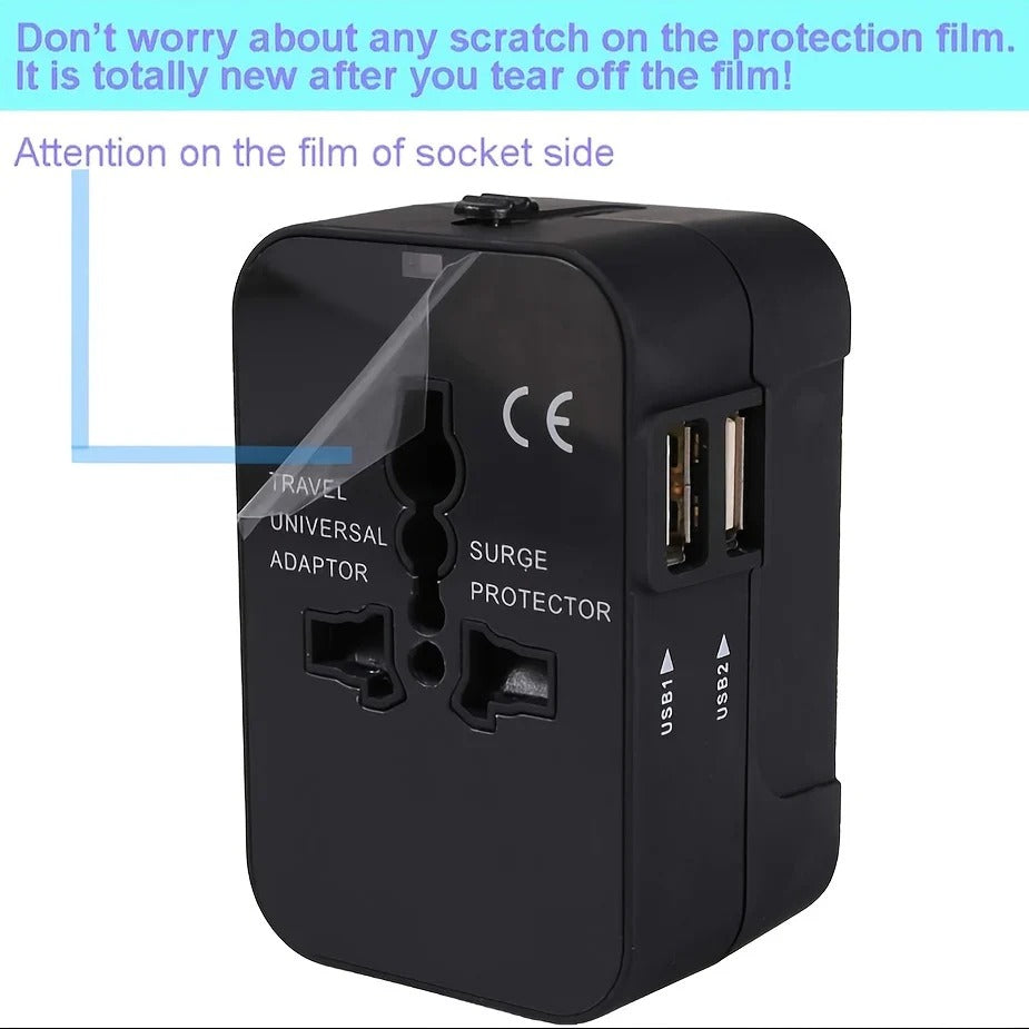 Travel Adapter with Dual USB Ports and Dual Voltage for International Use
