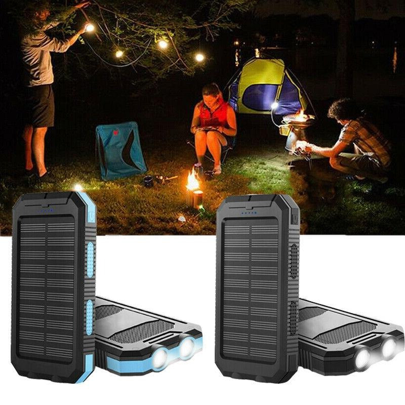 Solar Power Bank 500000mAh with Dual USB Ports and LED Flashlights, IP44 Splash Protection
