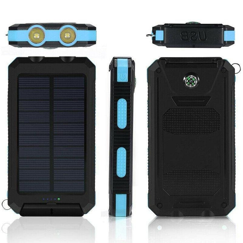 Solar Power Bank 500000mAh with Dual USB Ports and LED Flashlights, IP44 Splash Protection