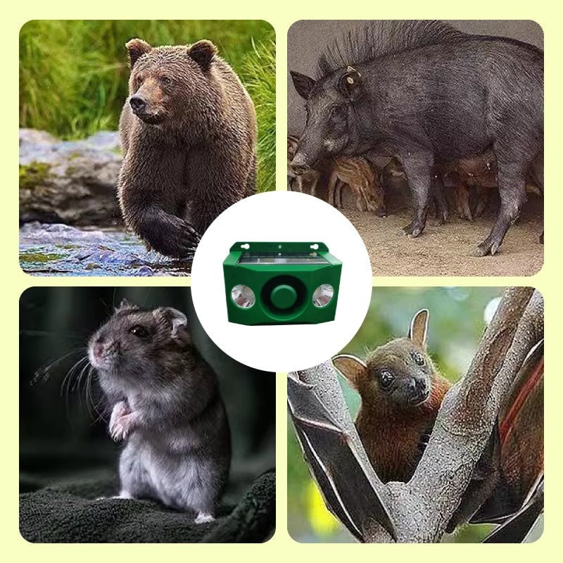Solar Motion Activated Animal Deterrent with Dual Spotlights and Alarm