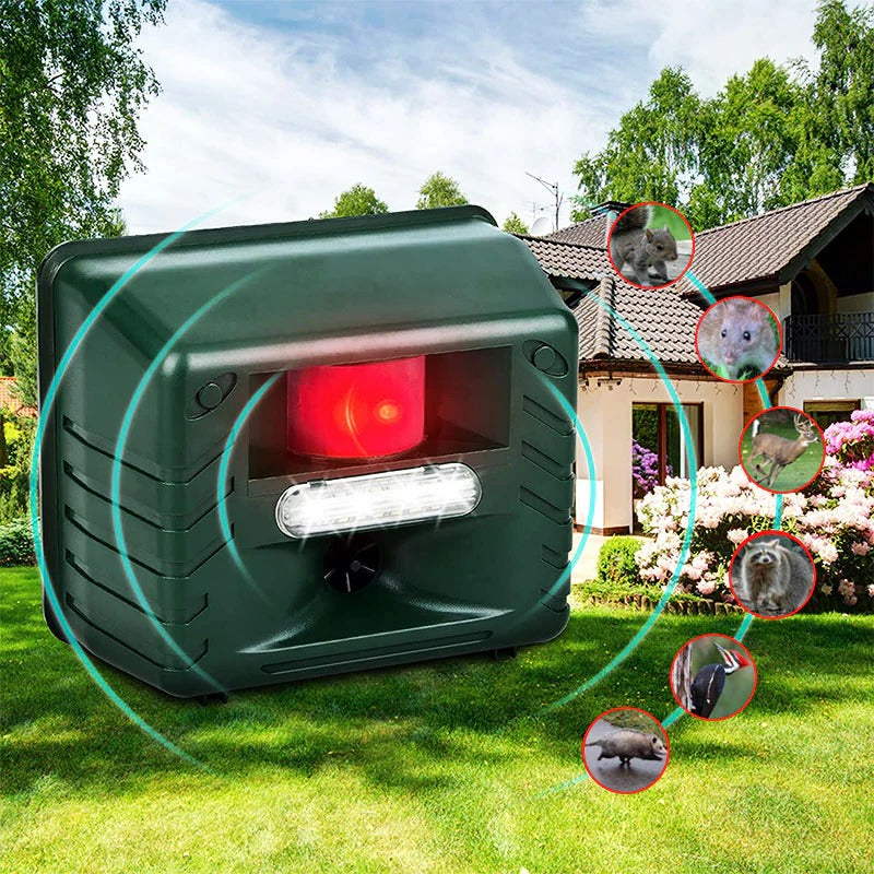 Ultrasonic Animal Repeller with Motion Sensor and 170-Degree Coverage for Gardens