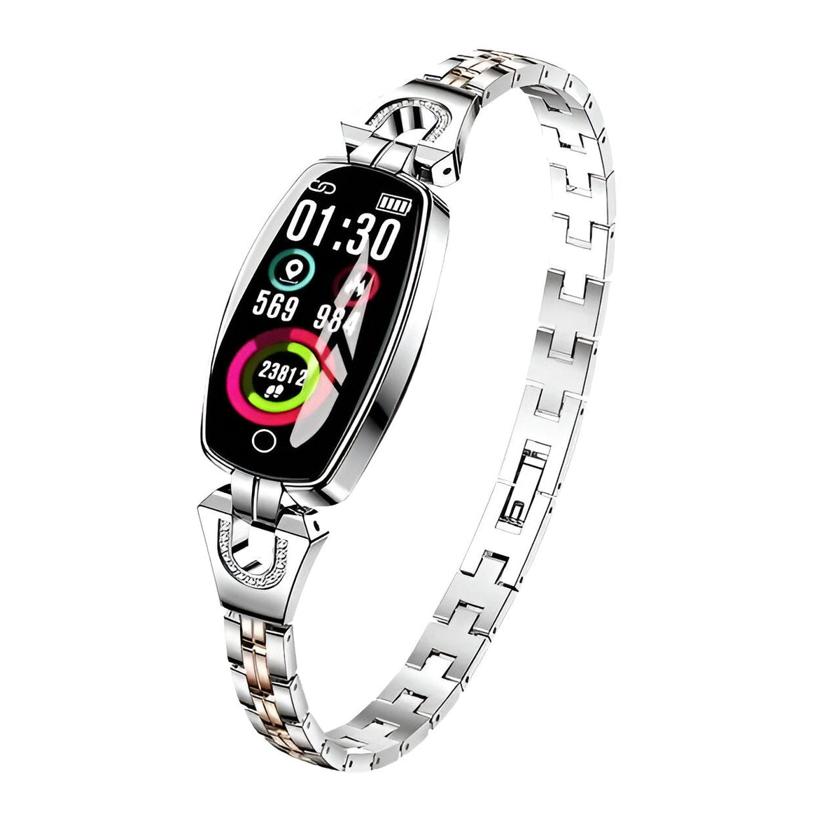 Activity Tracker Bracelet with Color Touchscreen and Heart Rate Monitor, Three Interchangeable Chains