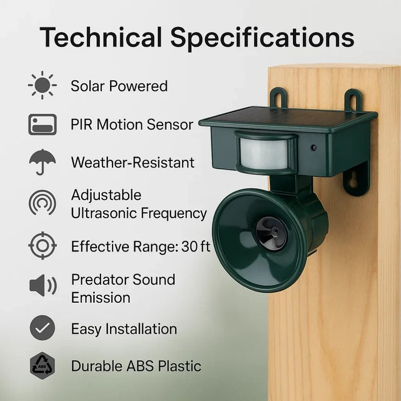 Solar Motion Sensor Bird Repeller with Infrared Detection and Adjustable Sound