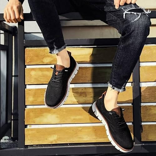 Business Casual Knit Shoes with Wide Orthopedic Toe Box and Breathable Construction