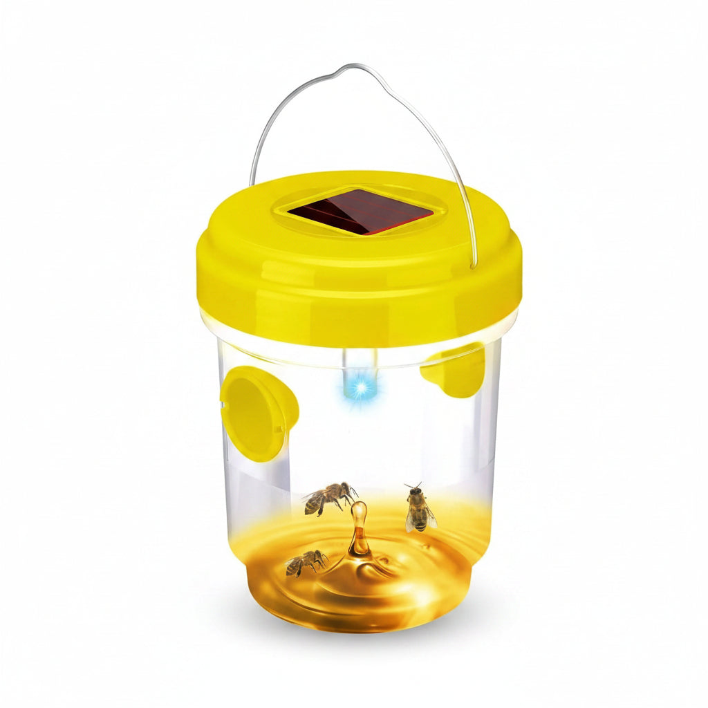 Solar Wasp and Bee Trap with UV Light and Dual Entry Tunnels, 6-Pack