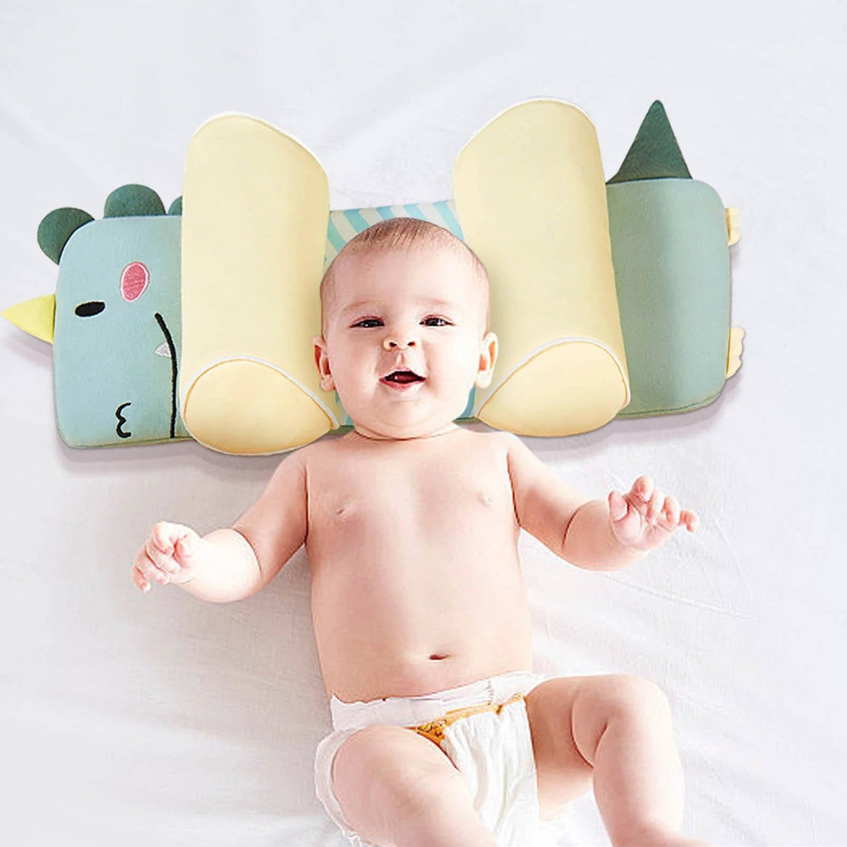 Infant Head Shaping Pillow with Adjustable Side Cushions and 3D Mesh Ventilation