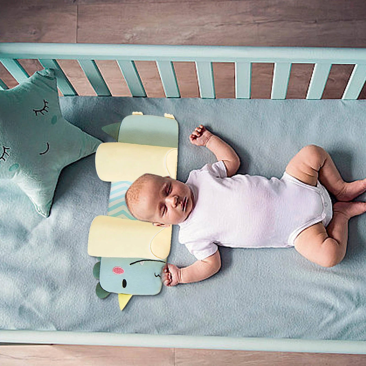 Infant Head Shaping Pillow with Adjustable Side Cushions and 3D Mesh Ventilation