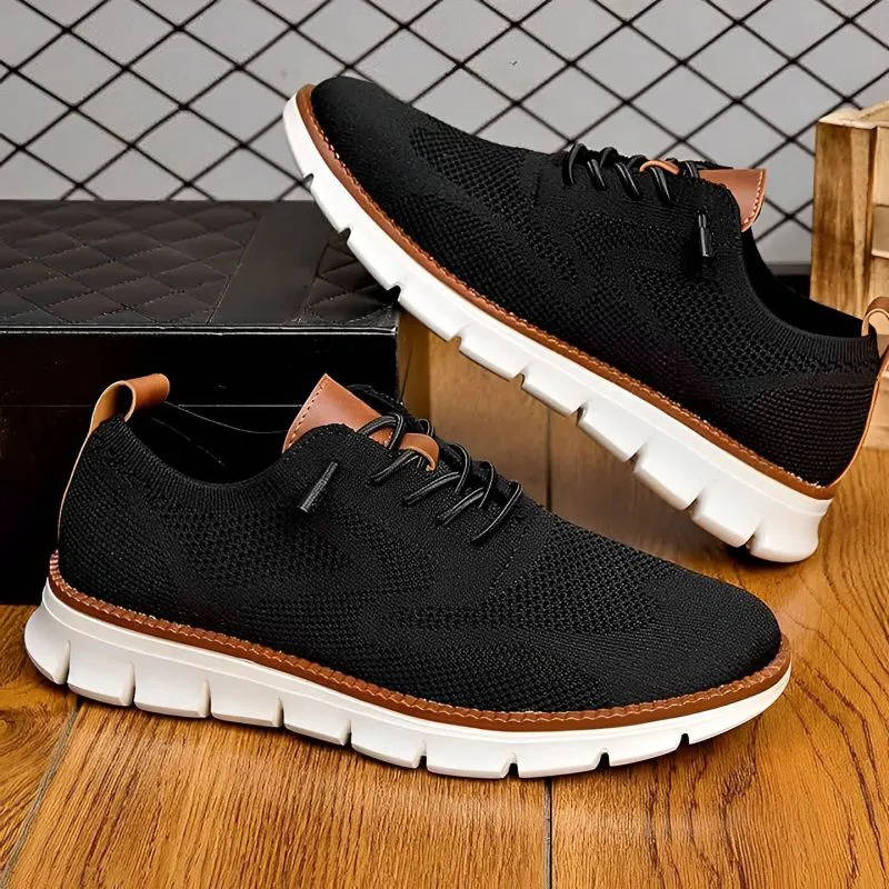 Business Casual Knit Shoes with Wide Orthopedic Toe Box and Breathable Construction
