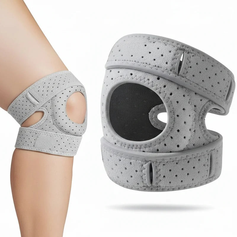 Adjustable Knee Brace with Silicone Ring and Dual Side Stabilizers