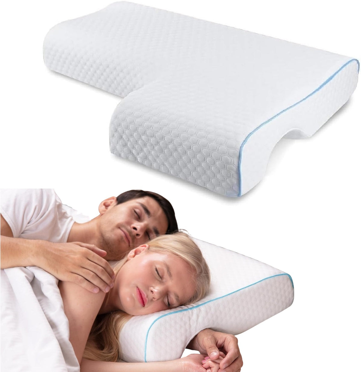 Arm Tunnel Pillow for Couples with Memory Foam and Breathable Knit Cover