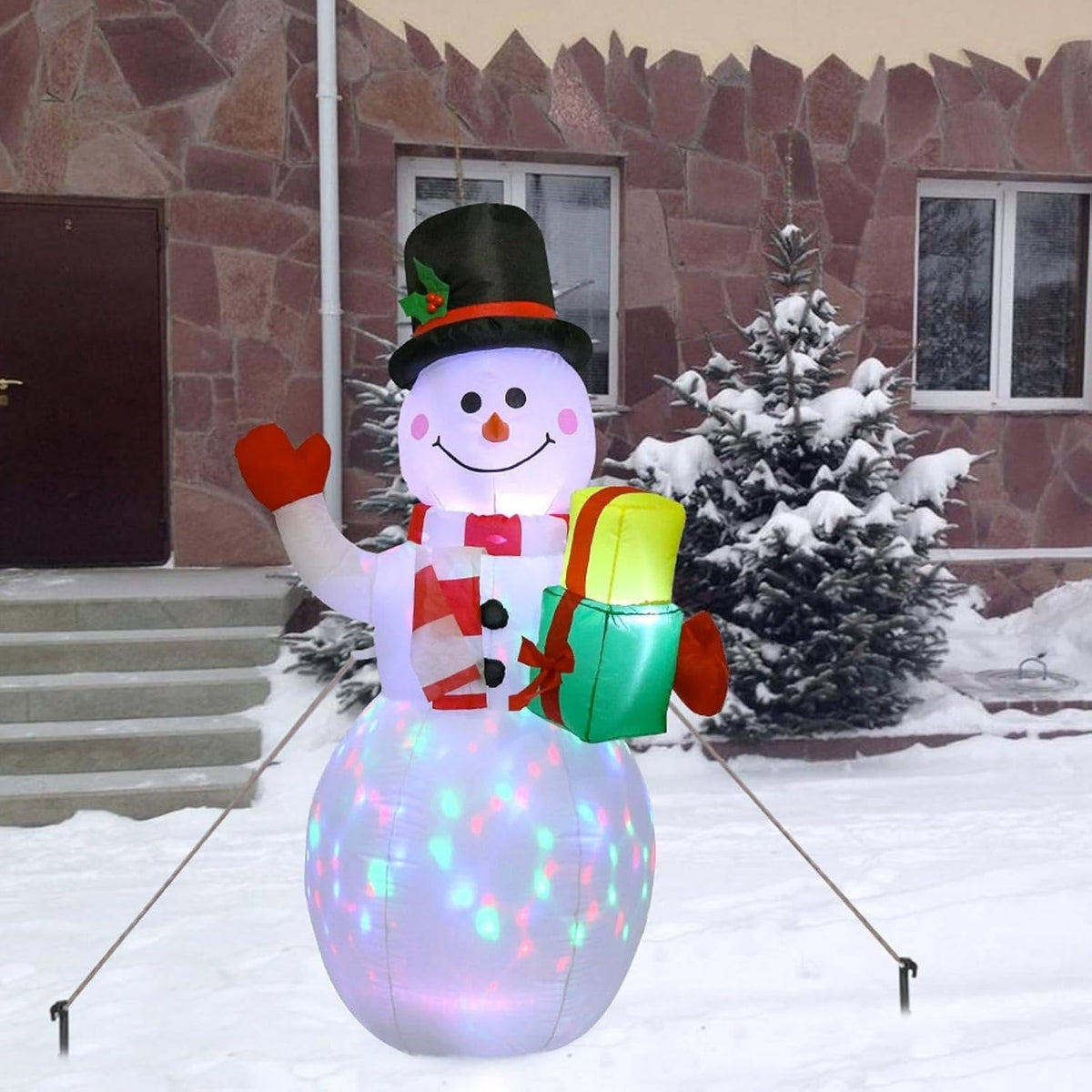 Inflatable Snowman Decoration with Rotating LED Lights and Electric Fan, 5 Feet All Vera Mart