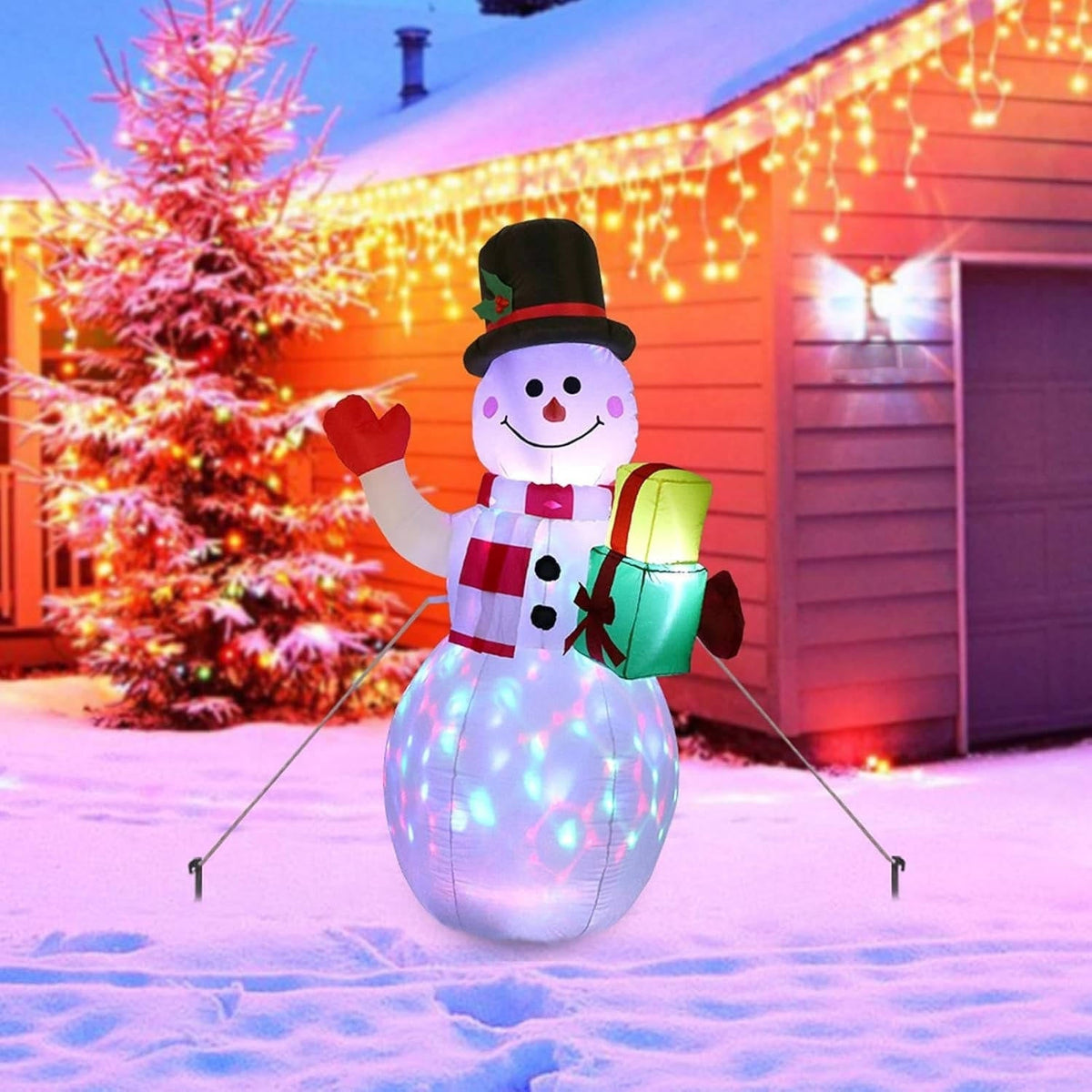 Inflatable Snowman Decoration with Rotating LED Lights and Electric Fan, 5 Feet All Vera Mart