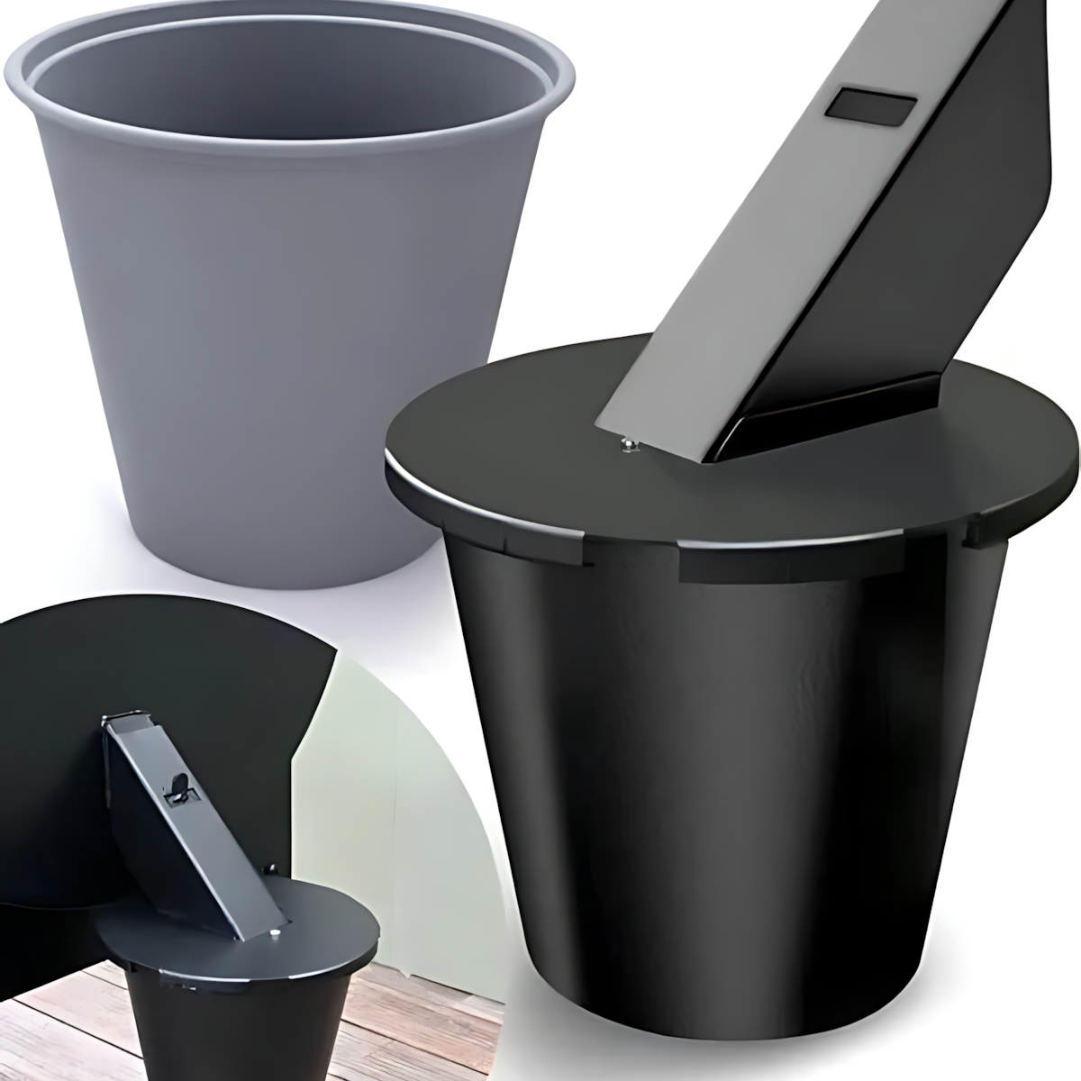 Grease Collector with Fitted Lid and Reusable Liner for Pellet Grills