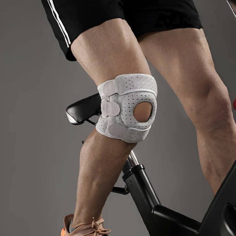 Adjustable Knee Brace with Silicone Ring and Dual Side Stabilizers