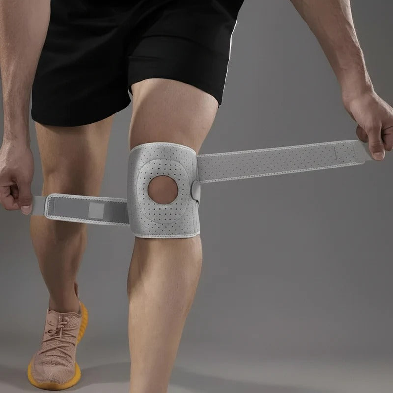 Adjustable Knee Brace with Silicone Ring and Dual Side Stabilizers