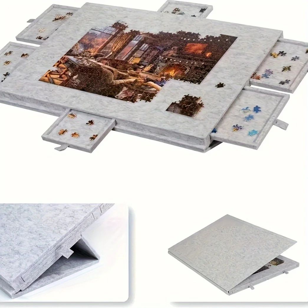 Portable Puzzle Table with Six Sorting Drawers Stand and Cover Lid for 1000 Piece Puzzles