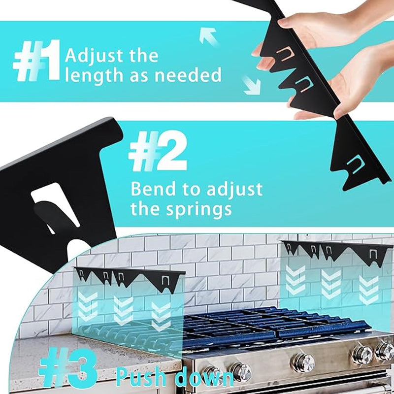 Adjustable Stainless Steel Stove Gap Cover with Telescoping Design and Heat Resistance