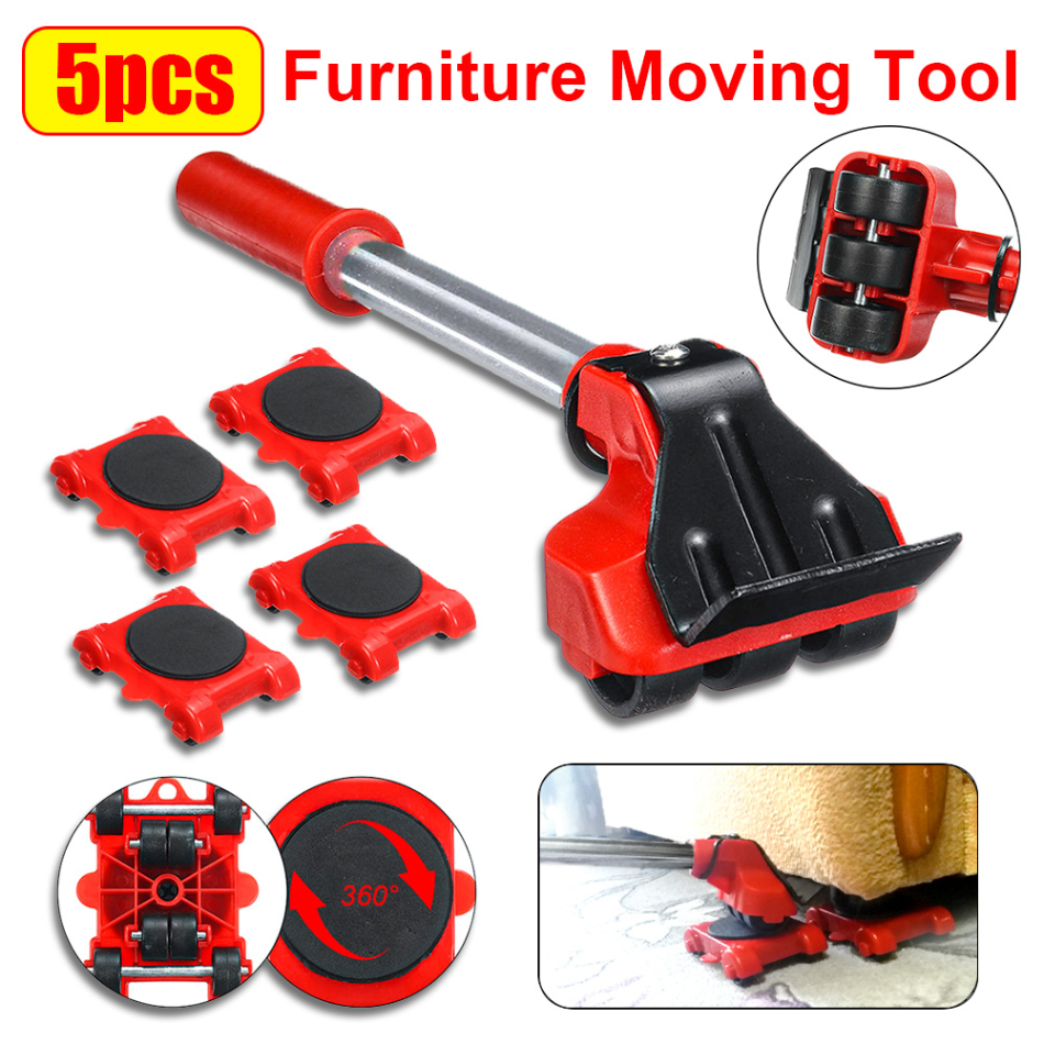 Rotating Furniture Pads with Lifting Bar and 360-Degree Wheels, Non-Marking
