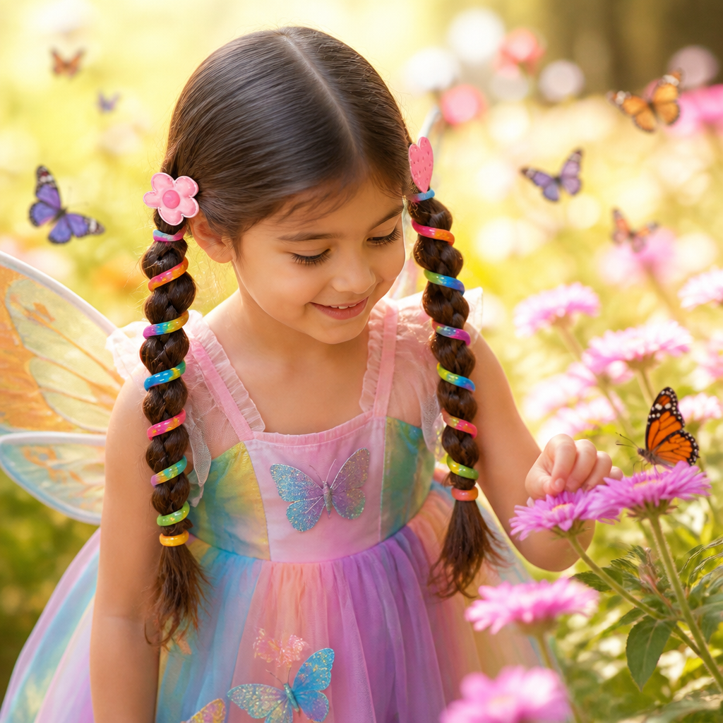 Spiral Hair Ties for Kids with Printed Character Designs and Grip Hold