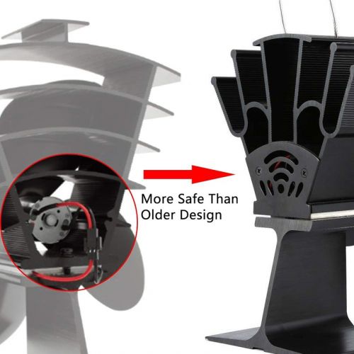 Wood Stove Fan with Thermoelectric Heat Generator and Auto Activation, 4-Blade Circulation