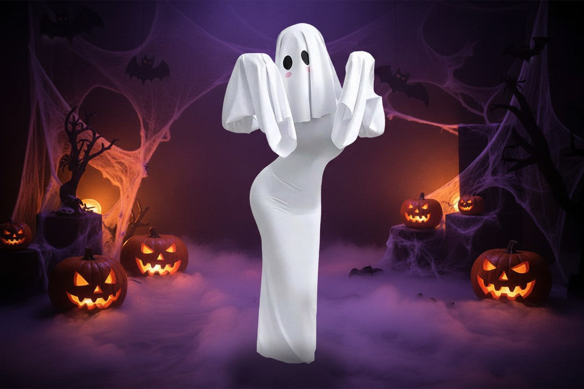 White Ghost Bride Dress with Molded Face Mask and Fitted Silhouette All Vera Mart