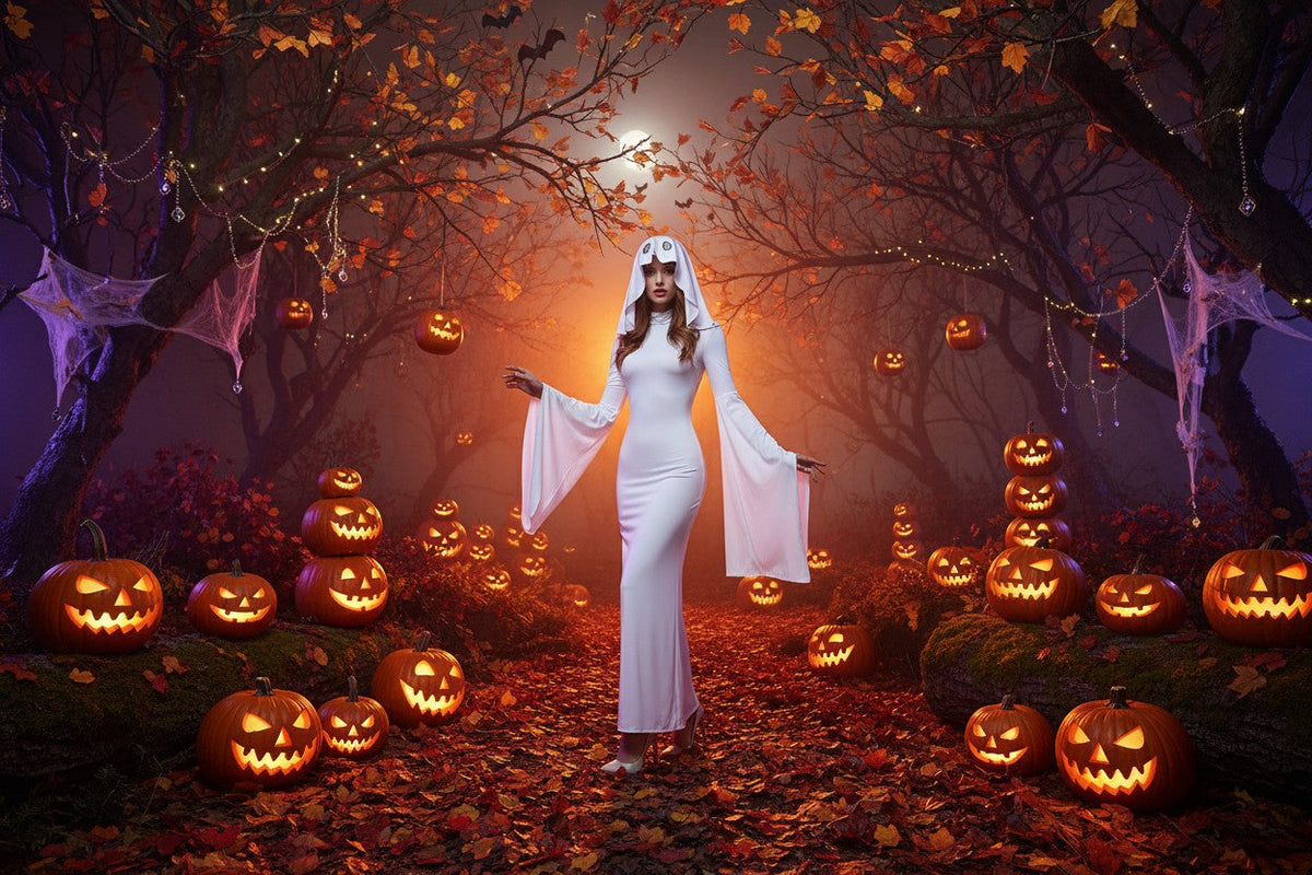 White Ghost Bride Dress with Molded Face Mask and Fitted Silhouette All Vera Mart