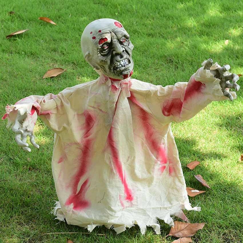 Sound Activated Hanging Ghost Prop with Swaying Motion and Red Eye Lights